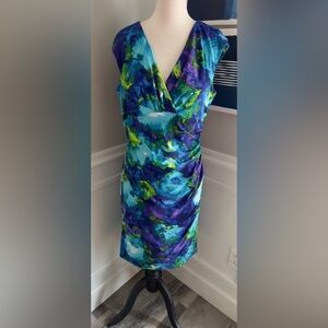 American Living Vibrant Blue and Green Sleeveless Dress